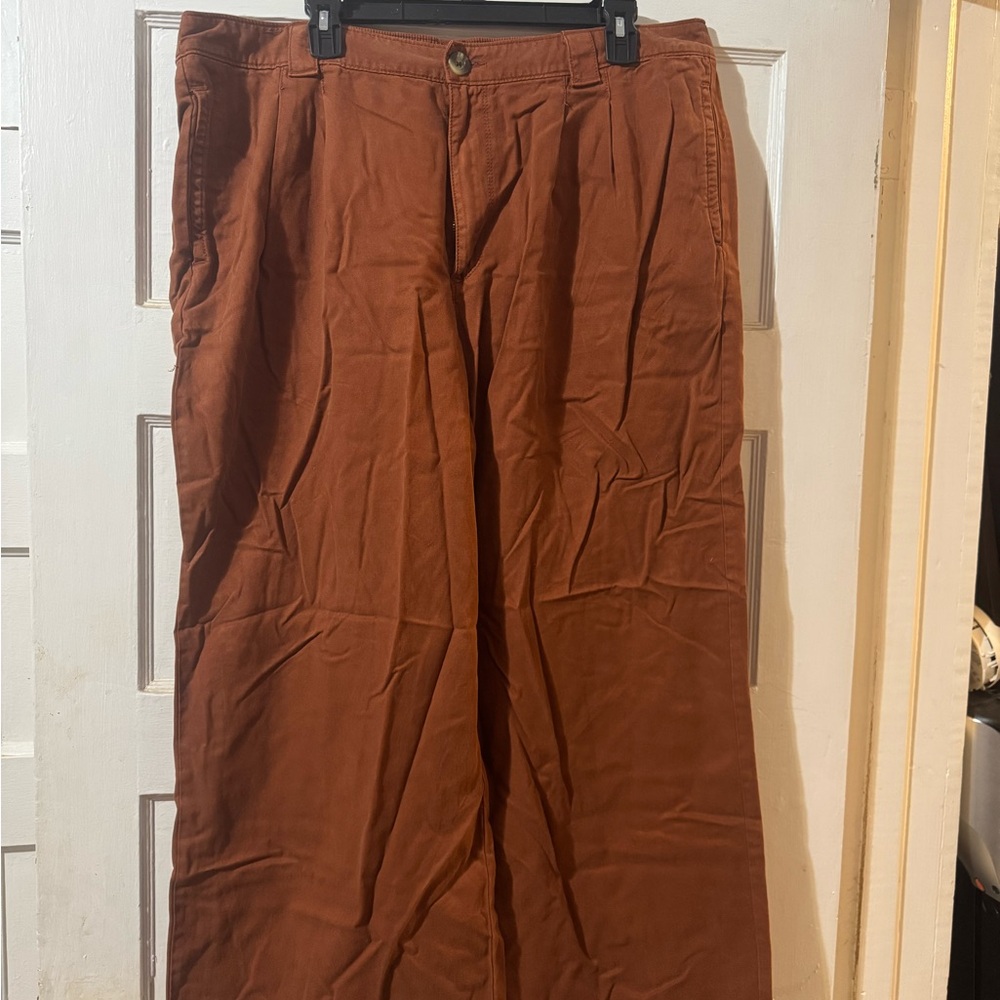 High-Rise Wide-Leg Pants in Rust